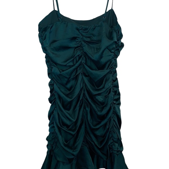 Hello Molly Mission Accomplished Emerald ruffle ruched mini Holiday Party dress - Picture 8 of 12